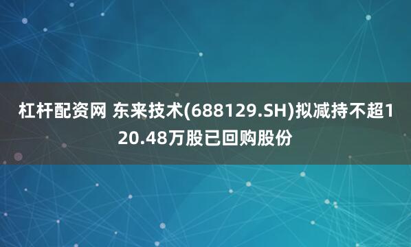 杠杆配资网 东来技术(688129.SH)拟减持不超120.48万股已回购股份