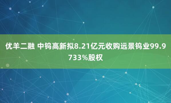 优羊二融 中钨高新拟8.21亿元收购远景钨业99.9733%股权